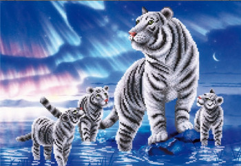 Набор для вышивания бисером « Белые тигры » 39*27 см